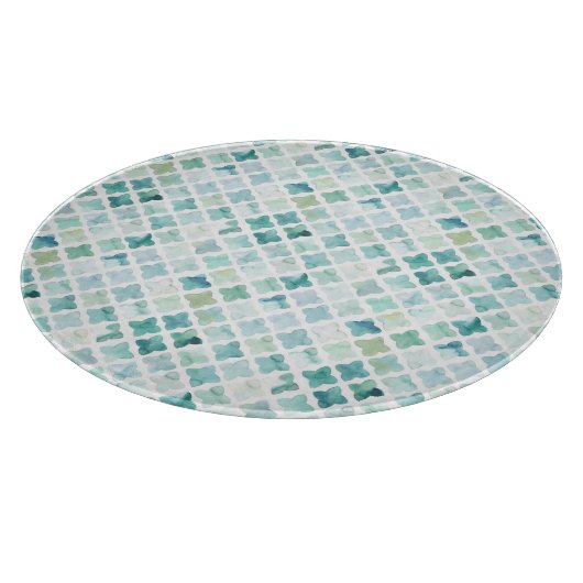 Handgemaltes Türkis-Muster Schneidebrett (Ecke)