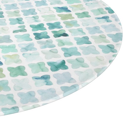 Handgemaltes Türkis-Muster Schneidebrett (Ecke)
