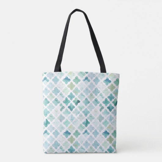 Handgemaltes Türkis-Muster Tasche (Rückseite)