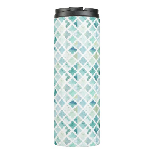 Handgemaltes Türkis-Muster Thermosbecher (Rückseite)