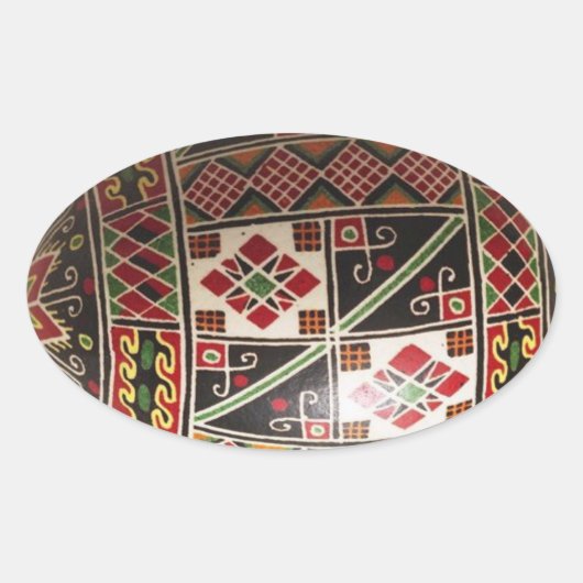 Handgemaltes Ukrainer-Osterei Ovaler Aufkleber (Vorderseite)