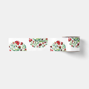 Handgemaltes volkstümliches Blumendesign Satinband