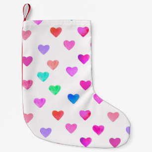 handgemaltes Wasserfarben-Herzen-Muster Valentinst Kleiner Weihnachtsstrumpf