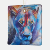 Handgemaltes Wildkatzenporträt Keramikornament (Links)
