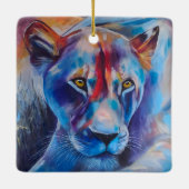 Handgemaltes Wildkatzenporträt Keramikornament (Rückseite)
