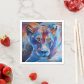 Handgemaltes Wildkatzenporträt Serviette (Beispiel)