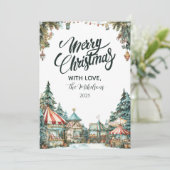Handgemaltes Winterdorf Feiertagskarte (Stehend Vorderseite)