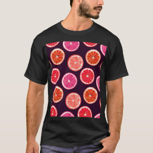 Handgemaltes Zitrus-Dunkel-Muster T-Shirt