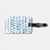 Handgemälztes blaues Wasserfarbenmuster Gepäckanhänger (Rückseite horizontal)