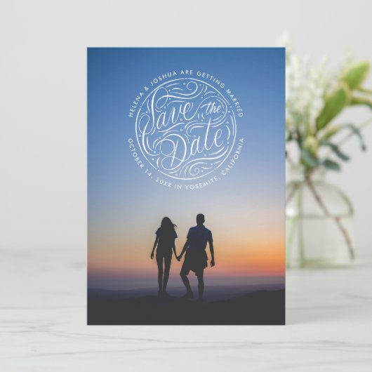 handgemeißeltes Foto Save The Date (Stehend Vorderseite)