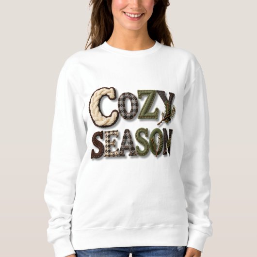 Handgenähter gemütlicher Saison Winter Text Pullov Sweatshirt (Vorderseite)