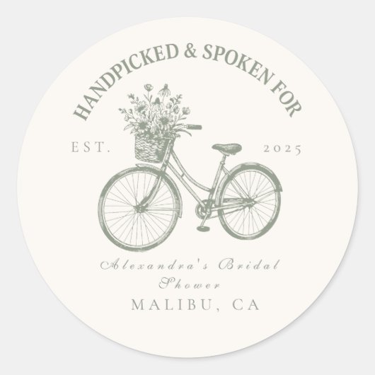 Handgepflückter Fahrraddusche Runder Aufkleber (Vorderseite)