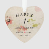 Handgepresstes Papier zum ersten Hochzeitstag Ornament (Vorderseite)