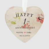 Handgepresstes Papier zum ersten Hochzeitstag Ornament (Rückseite)