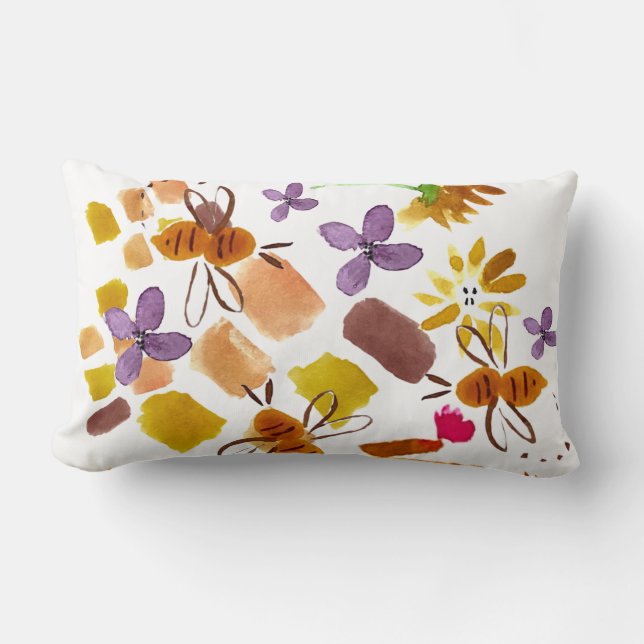 Handgeputzte blorgelbe Bienenmalerei Lendenkissen (Vorderseite)