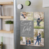 Handgerieftes Collage Save the Date grau Magnetkarte