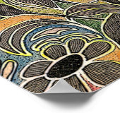 Handgeschnitzte Blätter und Blume - in Orange Blue Poster (Ecke)