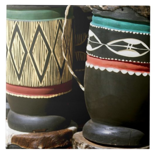 Handgeschnitzte Trommeln, Livingston, Sambia Fliese (Vorderseite)