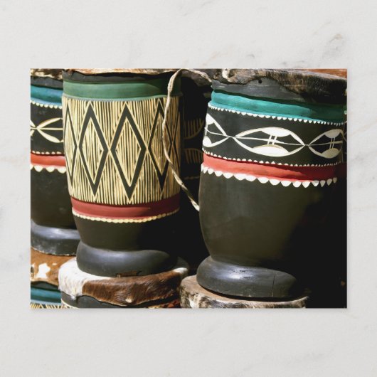 Handgeschnitzte Trommeln, Livingston, Sambia Postkarte (Vorderseite)