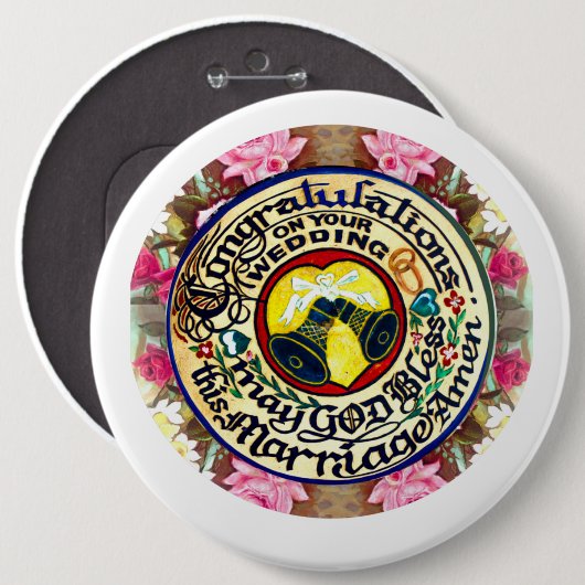 Handgeschnitzter Gourd Wedding Souvenir Button (Vorne & Hinten)