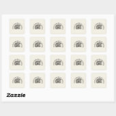 Handgeschnitzter Linolschnitt Katzenmutter & Kätzc Quadratischer Aufkleber (Blatt)