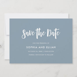 Handgeschrieben und modern | Dusty Blue mit Foto Save The Date