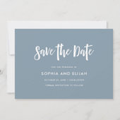 Handgeschrieben und modern | Dusty Blue Save The Date (Vorderseite)