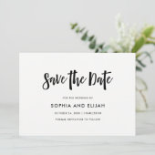 Handgeschrieben und modern | Schwarz und Weiß Save The Date (Stehend Vorderseite)