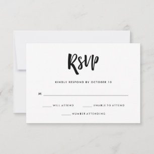 Handgeschrieben und modern   Schwarz-Weiß-Hochzeit RSVP Karte