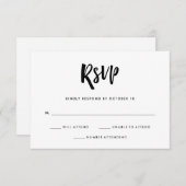 Handgeschrieben und modern | Schwarz-Weiß-Hochzeit RSVP Karte (Vorne/Hinten)