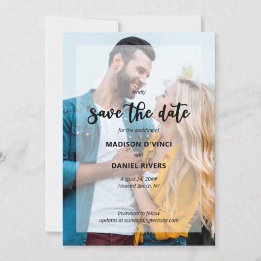 Handgeschriebene 2-Foto-Halbtransparent-Overlay Save The Date (Vorderseite)