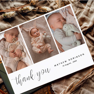 Handgeschriebene 3 Fotos Babydusche Danke Postkarte