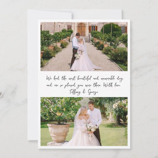 Handgeschriebene 4-Foto-Hochzeit Dankeskarte (Rückseite)