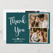 Handgeschriebene Aquamarine Hochzeit Danke Fotokar (Vorne/Hinten)