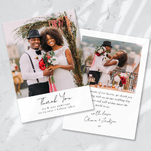 Handgeschriebene Ästhetik Foto Hochzeit Dankeskarte