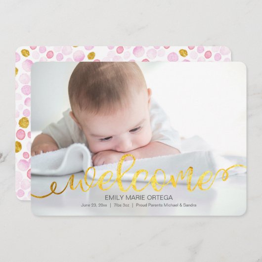 Handgeschriebene Baby Birth Foto Announccard Ankündigung (Vorne/Hinten)