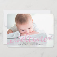 Handgeschriebene Baby Birth Foto Announccard