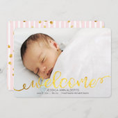 Handgeschriebene Baby Birth Foto Announccard Ankündigung (Vorne/Hinten)