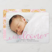 Handgeschriebene Baby Birth Foto Announccard Ankündigung (Vorne/Hinten)