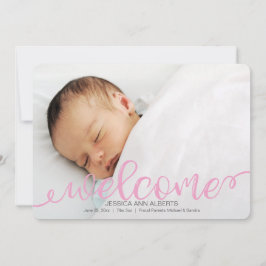 Handgeschriebene Baby Birth Foto Announccard Ankündigung