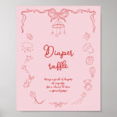 Handgeschriebene Babyparty, Mädchenwindel-Raffle Poster (Vorne)