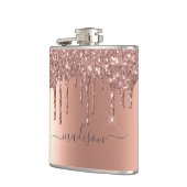 Handgeschriebene benutzerdefinierte Rose Gold Glit Flachmann (Links)