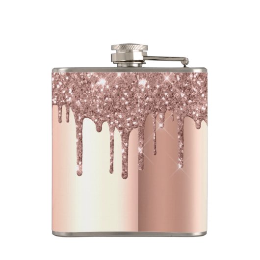 Handgeschriebene benutzerdefinierte Rose Gold Glit Flachmann (Rückseite)