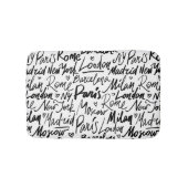 Handgeschriebene berühmte Städte des Weltmusters Badematte (Vorderseite)