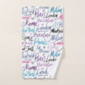 Handgeschriebene berühmte Städte des Weltmusters Badhandtuch Set (Handtuch)