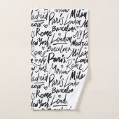 Handgeschriebene berühmte Städte des Weltmusters Badhandtuch Set (Handtuch)