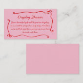 Handgeschriebene Bildschirmdusche mit rosa Rahmen Begleitkarte (Vorne/Hinten)