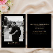 Handgeschriebene Black Gold-Hochzeit speichern Sie Folieneinladung