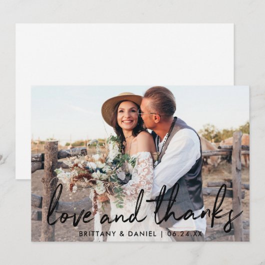 Handgeschriebene Black Script-Liebe und Danke Hoch (Vorne/Hinten)