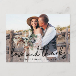 Handgeschriebene Black Script-Liebe und Dankehung Postkarte